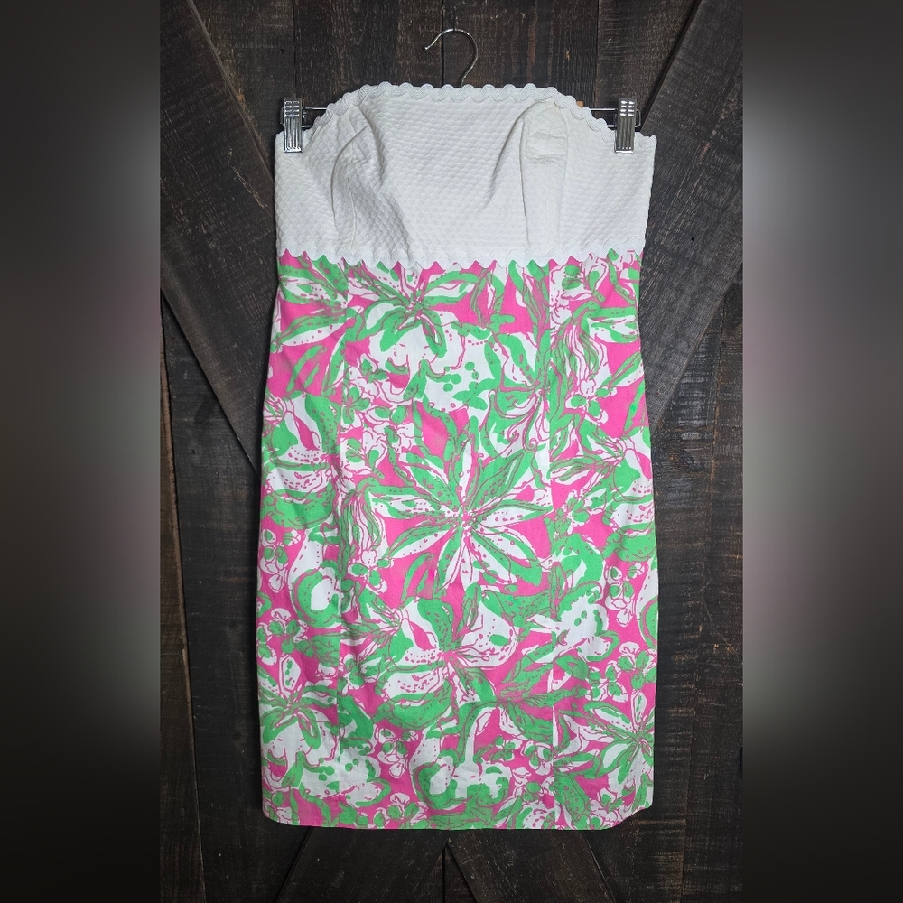 Lilly Pulitzer Floral Strapless Dress   Size 4 Small